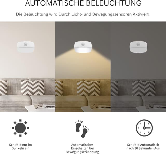 Detalle 1 de LED Nachtlicht mit Bewegungsmelder 4er Set