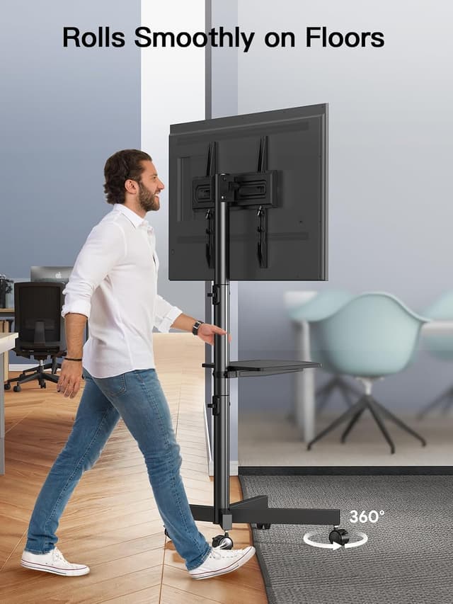 Thumbnail 6 de PERLESMITH PSTVMC04 Rolling TV Stand on Wheels (23–60 Inch) for Flat/Curved Screens