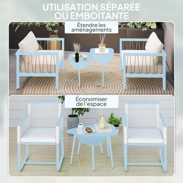 Detalle de Lot de 2 tables basses jardin Outsunny