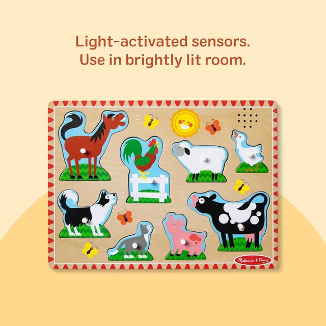 Detalle 2 de Melissa & Doug Sound Puzzle Bauernhoftiere, 8-teiliges Holz