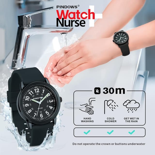 Detalle de PINDOWS Analoge Quarzarmbanduhr mit Silikonband (leuchtendes Zifferblatt, wasserfest) für Damen & Unisex