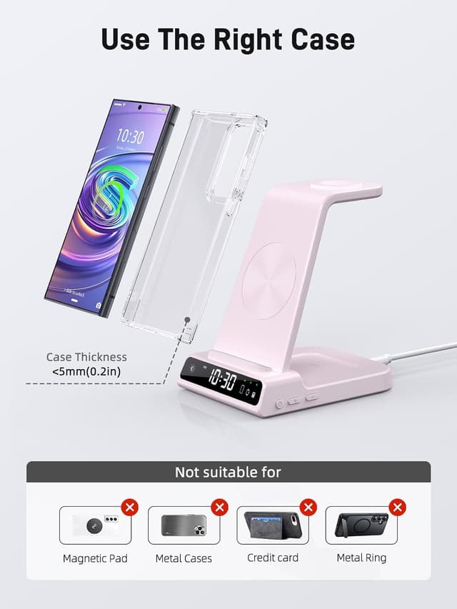 Detalle de Station de charge induction 3 en 1 Samsung : chargeur sans fil pour Galaxy S24 Ultra, Watch Ultra et Buds 3 Pro