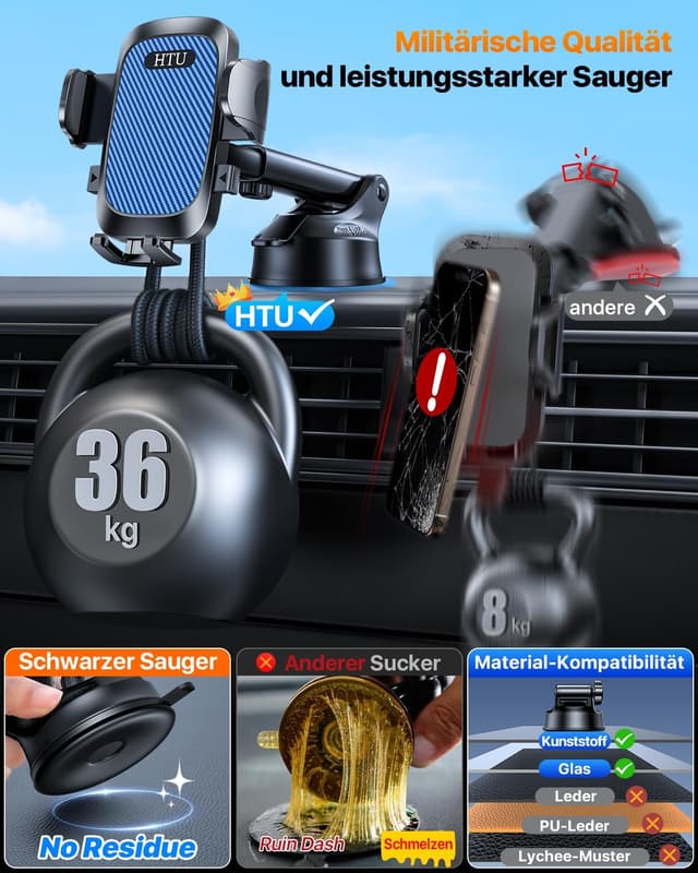 Detalle 2 de HTU 2026 4‑in‑1 Handyhalterung Auto 360°