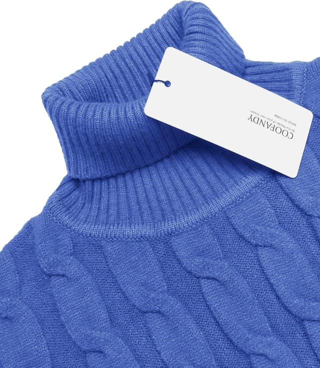 Detalle de COOFANDY men’s cable knit turtleneck jumper (slim fit, roll neck) – long sleeve pullover