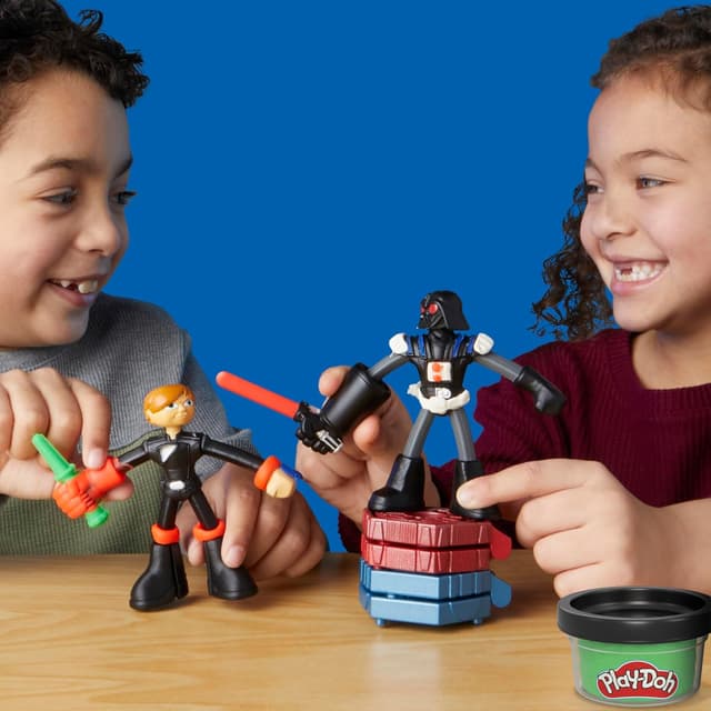 Detalle de Play-Doh Star Wars Galaktische Knet-Abenteuer Action-Figurenset (10 cm) – Squish & Slice Lightsabers