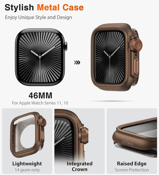 Detalle de ULTIMAL Military-Grade Shockproof Watch Case for Apple Watch Series 11/10 (46mm) – Brown