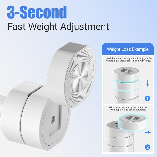 Detalle de MERACH adjustable dumbbell set of 2 (4-in-1) 1–4 kg hand weights for home gym strength training