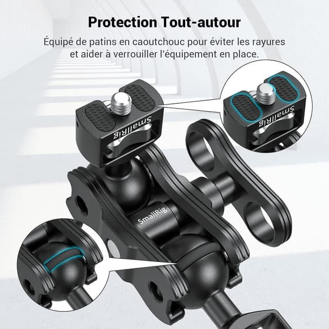Detalle de SMALLRIG Magic Arm 2070B avec double rotule à friction (support de tête sphérique 1/4)