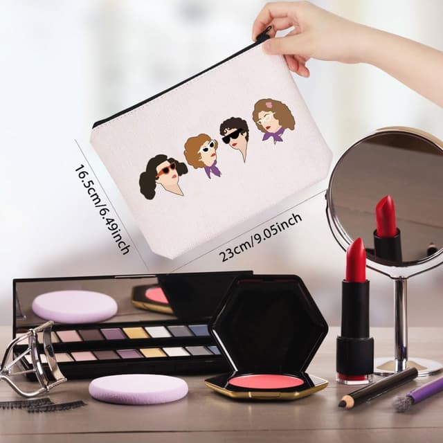 Detalle 2 de JTOUK The Grease Character Canvas Makeup Bag (Grease Musical Inspired) for Broadway lovers