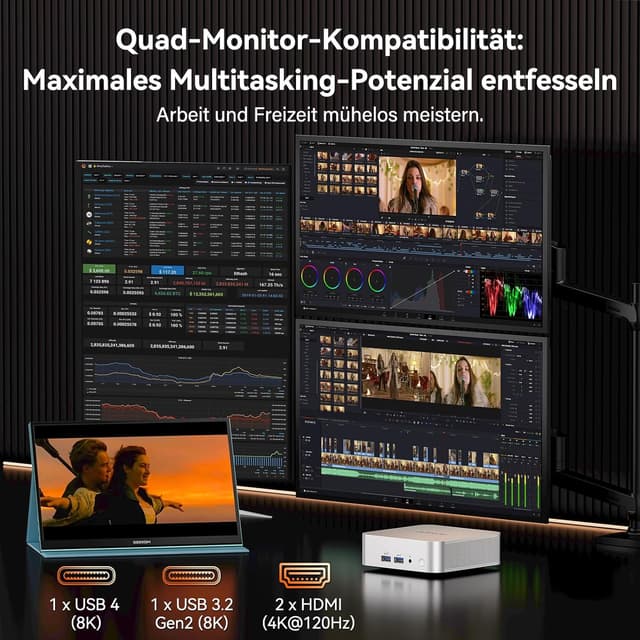 Thumbnail 6 de GEEKOM Mini PC A7 mit Windows 11 Pro, Ryzen 5 7535HS, Radeon 660M, 16 GB DDR5 & 1 TB SSD