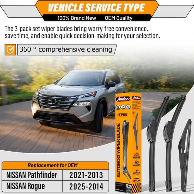 Detalle 2 de AUTOBOO 26" + 17" windshield wiper set 12" rear