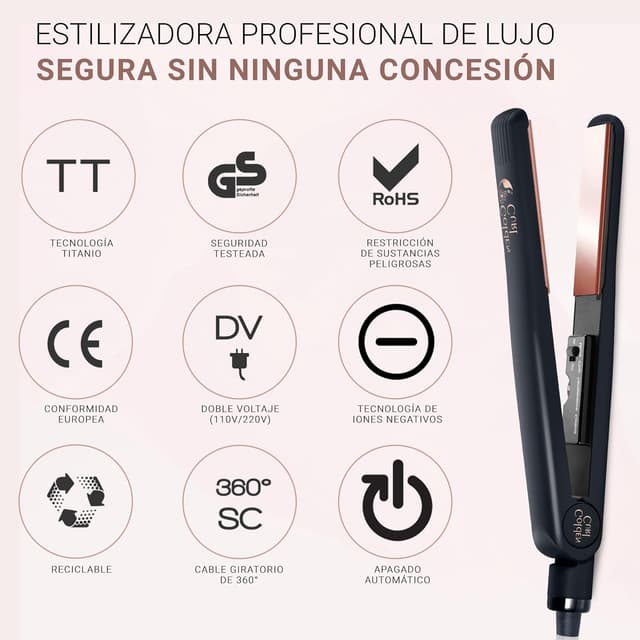 Detalle 2 de Golden Curl Planchas 2 en 1 Alisador y Rizador 230°C