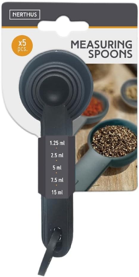 Detalle 1 de Lot de 5 cuillères à mesurer NERTHUS FIH 1381 (1,25 ml à 15 ml) pour cuisson et pâtisserie