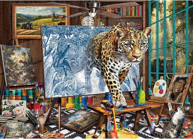 Detalle de Puzzle mit 1000 Teilen „Mighty Leopard“ (Studio-Szene) – Erwachsene & Familien