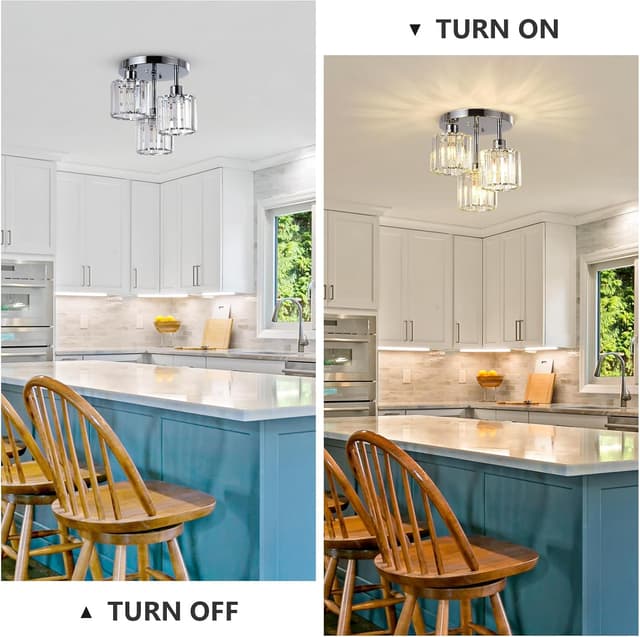 Thumbnail 2 de Rayofly Modern Crystal 3-Light Ceiling Light