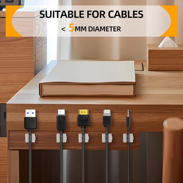 Detalle 2 de BillyBath Kabelclips 60 Stück transparent