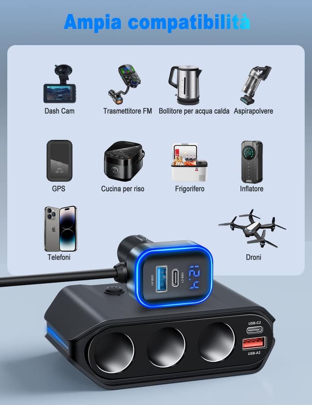 Thumbnail 5 de SONRU Caricatore Auto 180W 🔌