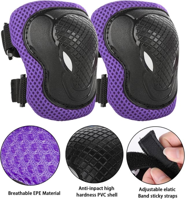 Detalle de ValueTalks Kids Bike Helmet & Pads Set (7pc) – Adjustable skate helmet and knee, elbow & wrist pads for ages 3–9