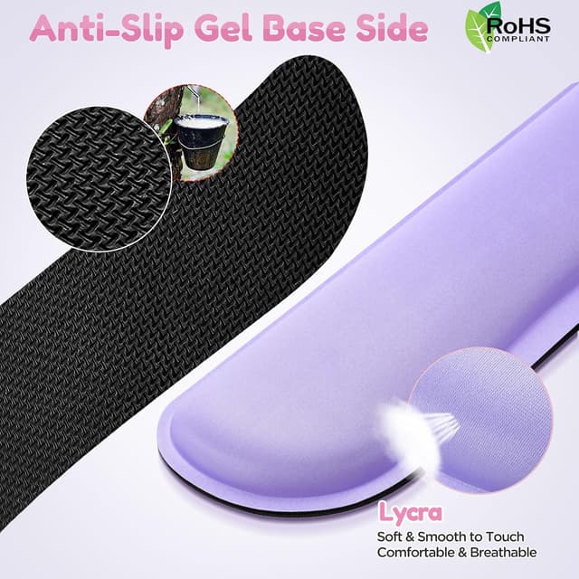 Detalle de Gimars Handballenauflage Tastatur mit Memory-Foam-Gelkissen und Mauspad (Violett)