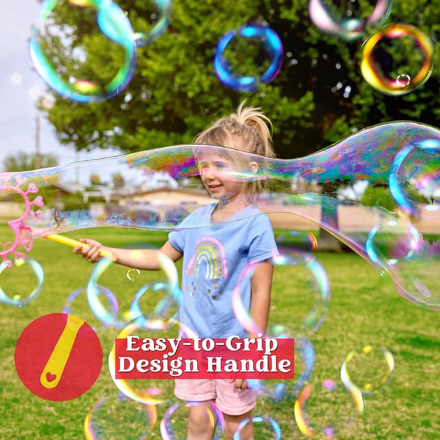 Detalle de JOYIN 19pc Big Bubble Wands Set with Tray (53cm giant bubble wands) — outdoor kids’ bubble kit
