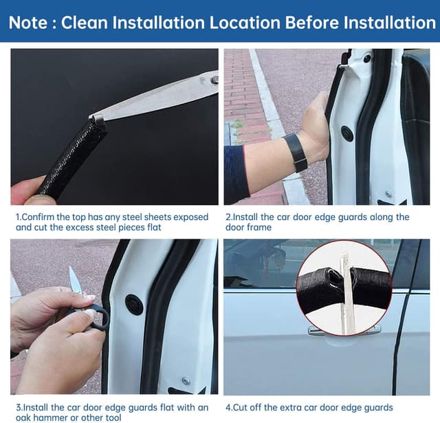 Detalle 2 de 10 m U-Shaped Car Door Edge Protectors Rubber Anti-Collision Trim (Black)