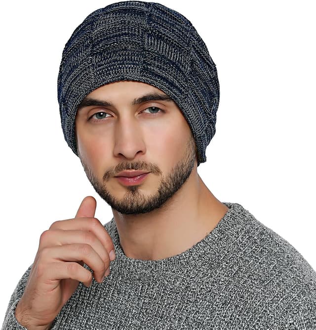 Detalle 2 de Bonnet d’hiver homme tricot moderne DonDon Chaud Bonnet d’hiver beanie avec doublure extra-douce