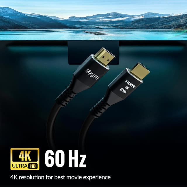 Detalle de Mygatti 4K Ultra HD HDMI 2.0 Kabel-Set (10 Stück) 1,5 m mit Winkel-Adaptern für Laptop, Monitor, HDTV, PS5, Xbox