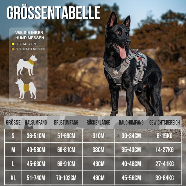 Detalle de OneTigris X Destroyer : harnais tactique réglable anti-traction pour chien gris, taille L