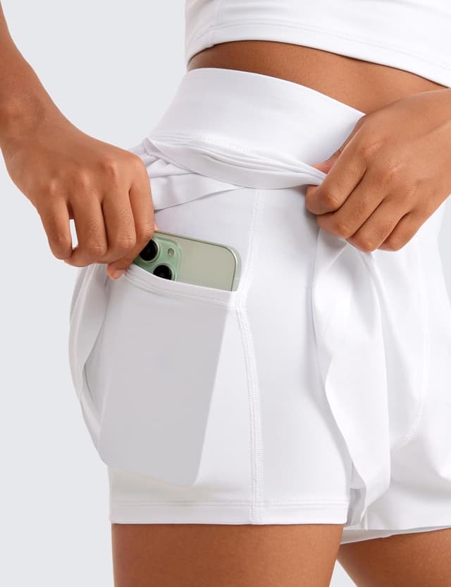 Detalle de CRZ YOGA Filles short 2 en 1 dauphin athlétique : hauteur + poches pour la course et le tennis