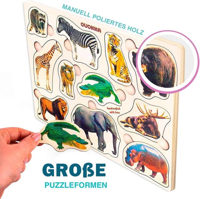 Detalle de QUOKKA Lernpuzzle Steckpuzzle 3er-Set ab 2