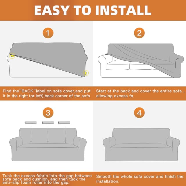 Thumbnail 6 de Ystyle Housse Canapé 4 Places extensible bleu