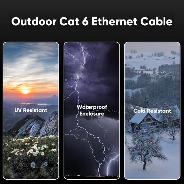 Detalle 2 de VOIETOLT Outdoor Cat6 50m Ethernet Cable 📡