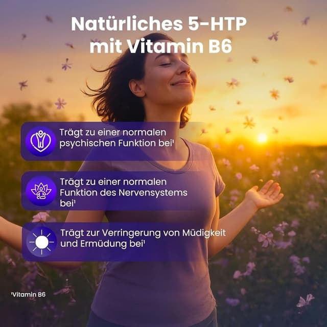 Detalle de 5 HTP (Serotonin) von SUPPLENATURA® – 180 vegane Kapseln mit 500 mg Griffonia-Extrakt