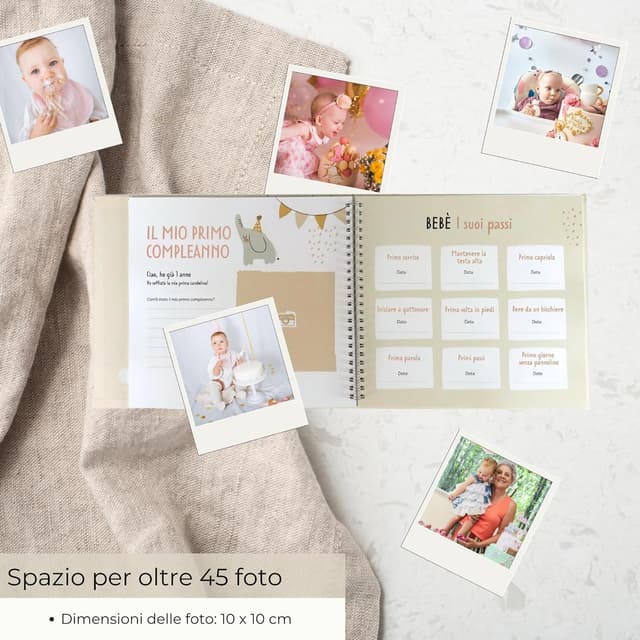 Thumbnail 6 de HuBorns Album Nascita Bambina e Bambino con +50 pagine e adesivi per incollare foto e scritte