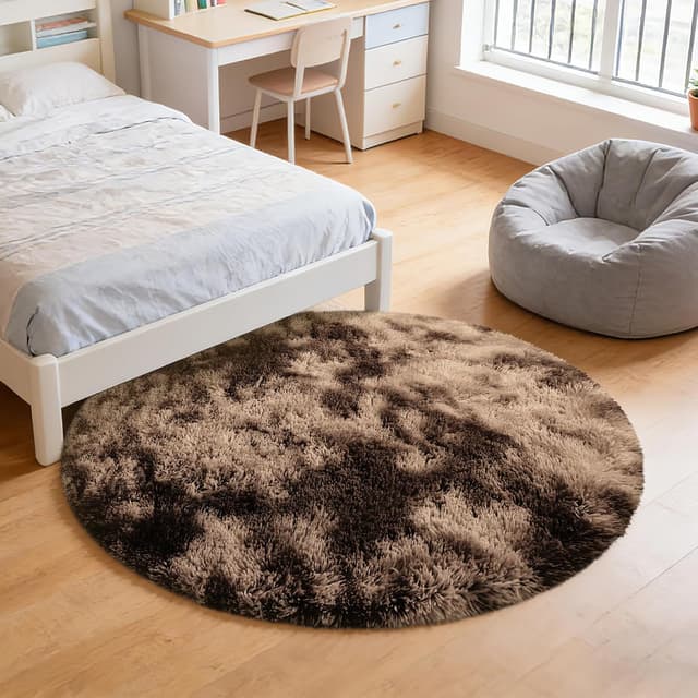 Thumbnail 6 de Tie-Dyed Coffee 6x9 Fluffy Area Rug