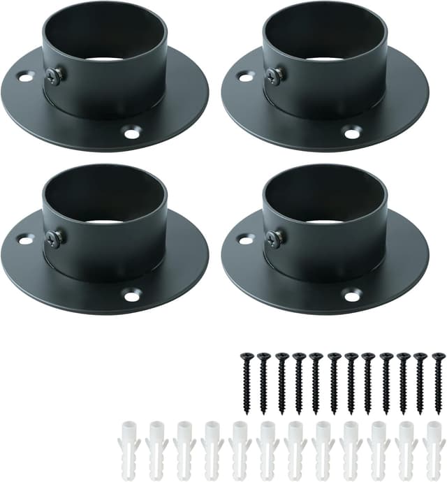 Detalle de Mooche 4 pcs stainless steel curtain pole holders rail brackets (wall mount) in black