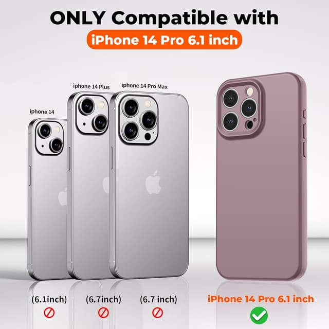 Detalle 2 de SUPFINE Liquid Silicone Case for iPhone 14 Pro (6.1-inch) with Soft Microfiber Lining in Blackcurrant