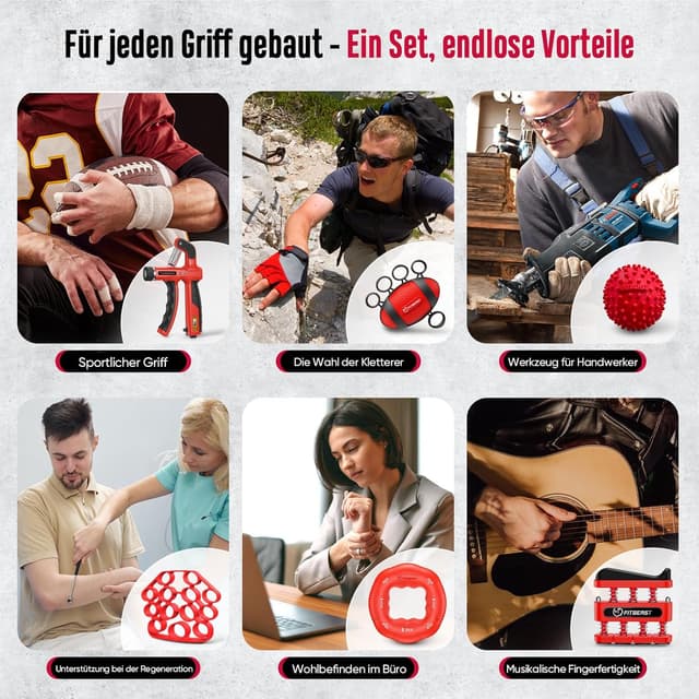 Thumbnail 6 de FitBeast Handtrainer Set (6-teilig) mit einstellbarem Widerstand – Unterarm- und Griffkrafttraining