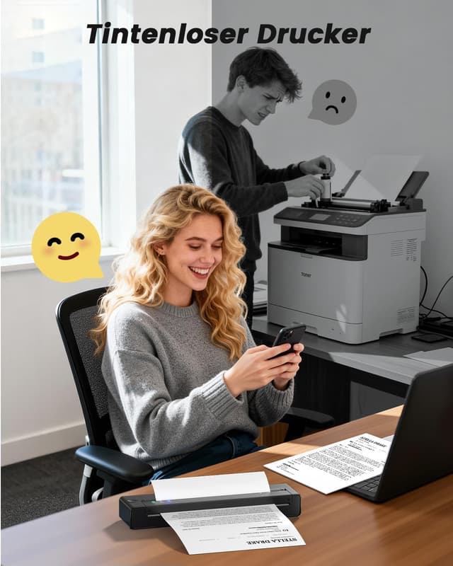 Detalle de TATTMUSE Thermodrucker A4 (Bluetooth, mobil) für A4/A5/B5 mit Thermopapier