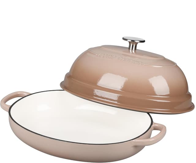 Detalle de EDGING CASTING 6QT Enameled Oval Cast Iron Dutch Oven Pot for Sourdough, Mocha