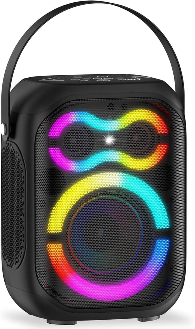 Detalle de TYOTY Altoparlante Bluetooth portatile con luci LED e maniglia, 80W wireless TWS