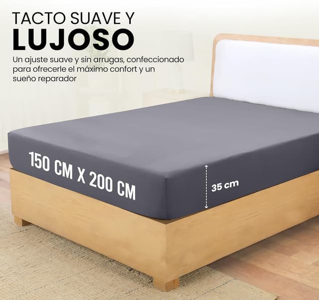 Detalle 2 de Utopia Bedding Sábana Bajera 150x200 Gris