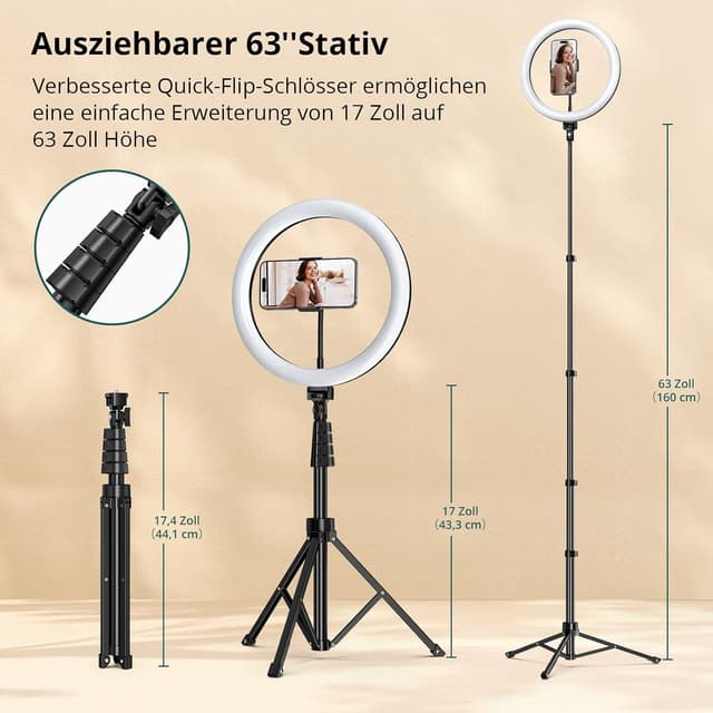 Thumbnail 3 de ATUMTEK 12" Selfie-Ringlicht mit Stativ 63" USB