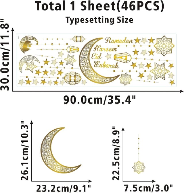 Thumbnail 6 de KAIRNE Ramadan Fensteraufkleber Mond und Sterne đ