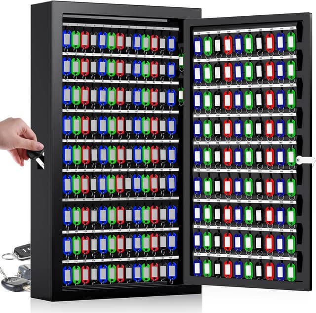 Detalle de Mejasg 225 Schlüssel Schlüsselkasten mit 16 zusätzlichen Seitenhaken und seitlichem Schlüsselsafe