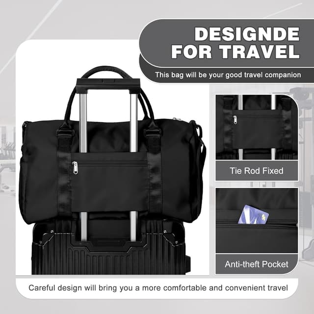 Detalle de WEPLAN Sport-Duffelbag mit Schuhfach & Nassfach – Reisetasche/Handgepäck für Training und Wochenendtrip