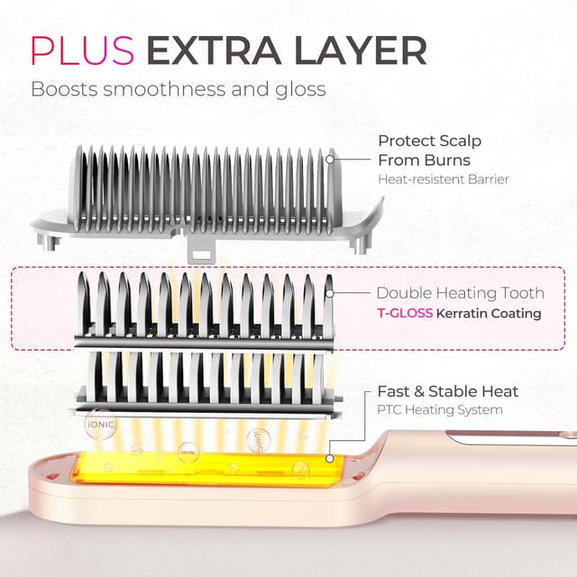 Detalle 2 de TYMO Hair Straightener Comb Plus 9-temp hair brush