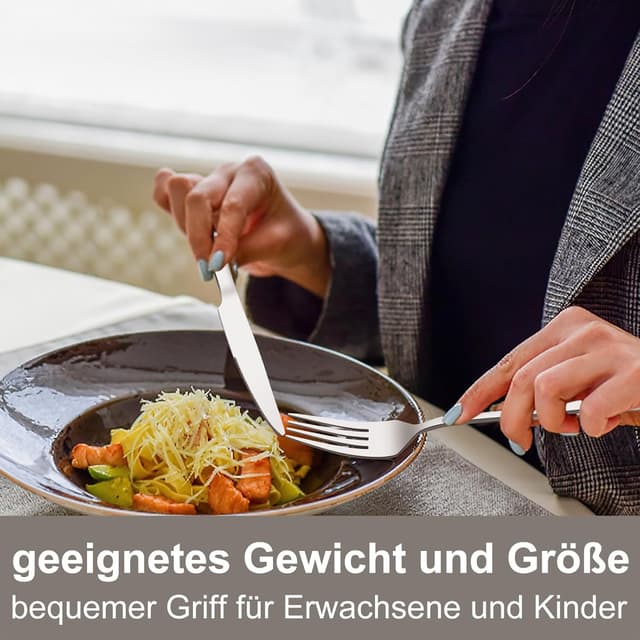 Detalle 2 de Deedro Besteck-Set für 12 Personen (60-teilig) aus Edelstahl – Messer, Gabeln, Löffel & mehr