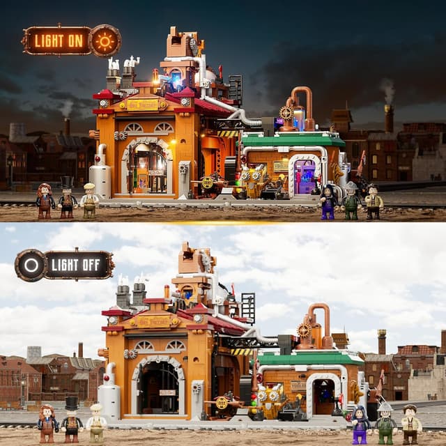 Detalle 2 de Lumibricks Steampunk Erzfabrik beleuchtetes Bauset – 3.138 Teile viktorianisches Maschinenmodell mit LED-Lichtern