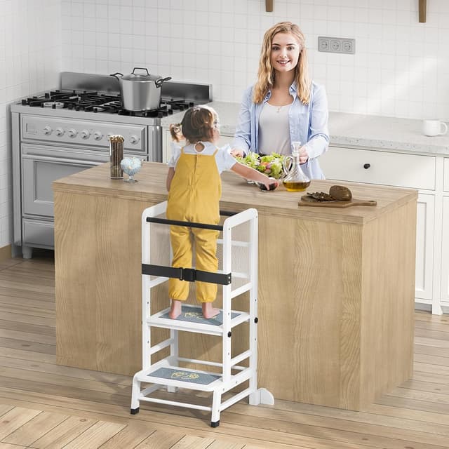 Detalle 2 de Skokliz Kids Standing Tower nursery step stool with adjustable height (anti-tip support corners)